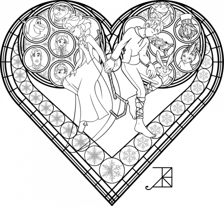 Kingdom Hearts Coloring Pages - Coloring Pages Stained Glass Disney (728x670), Png Download