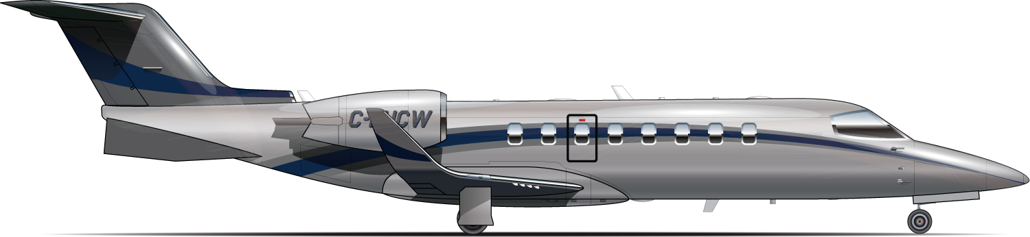 Learjet - Learjet 45 Side (1500x346), Png Download