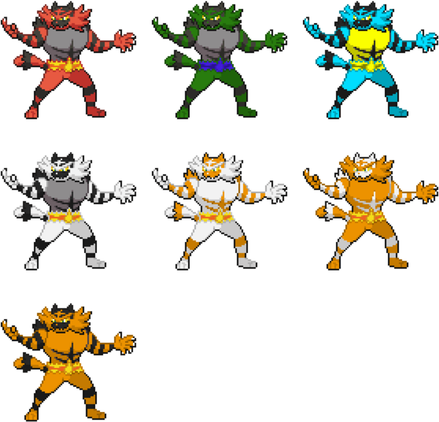 Incineroar Sprite Recolors What S Your Favorite By - Pixel Art De Charmeleon (894x894), Png Download