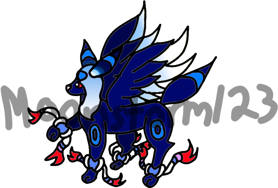 Mega Absol Umbreon Sylveon Fusion - Cartoon (991x991), Png Download