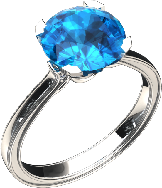 Natural Blue Topaz Solitaire 14k Gold Ring Style - Engagement Ring (960x720), Png Download