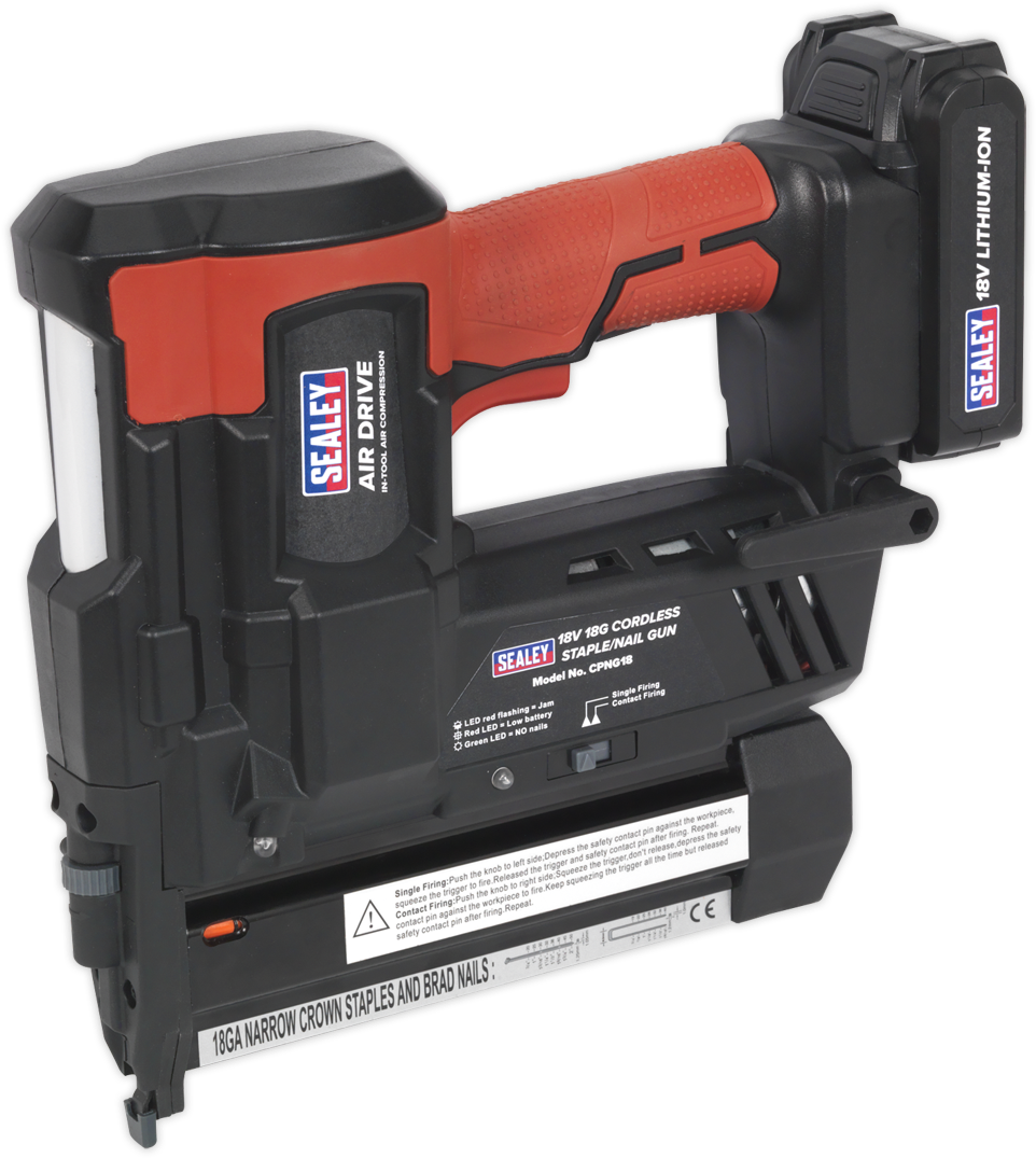 Cpng18 Sealey Cordless Nail/staple Gun 18g 18v Lithium-ion - Staple Gun (1200x1200), Png Download