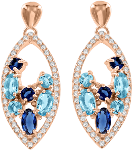 Gold-plated Earrings With Zirconia And Topaz - Earrings (665x665), Png Download