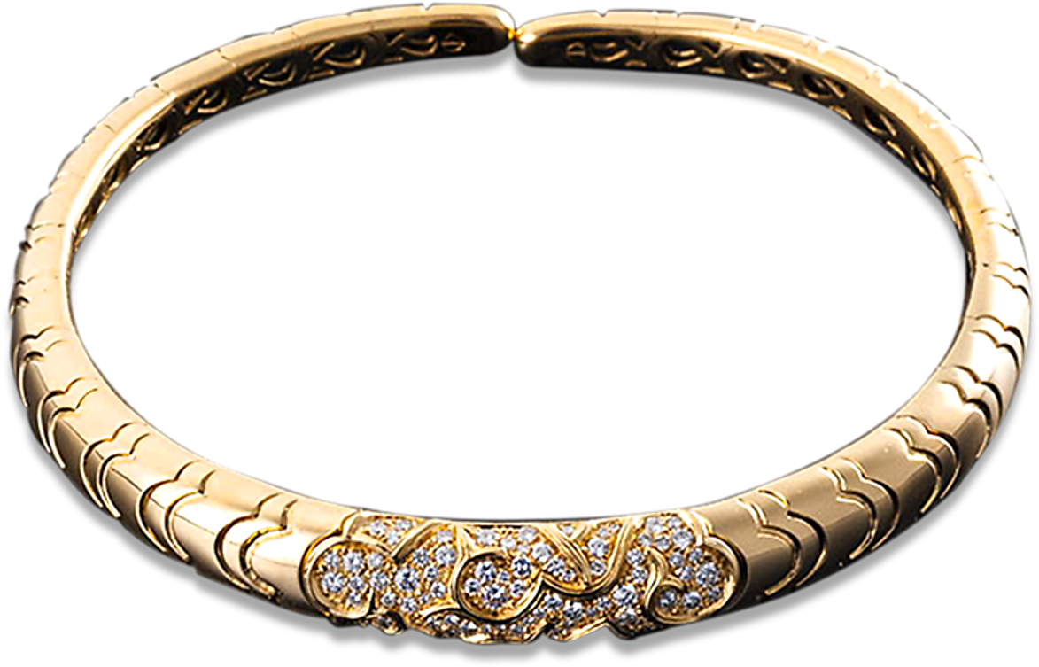 Marnia B Gold And Diamond Collar Necklace - Body Jewelry (1351x1080), Png Download