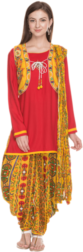 Women Printed Patiala Suit With Shrug - Silk (340x510), Png Download