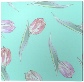Seamless Pattern With Tulips, Painted In Watercolor - Tulip (400x400), Png Download