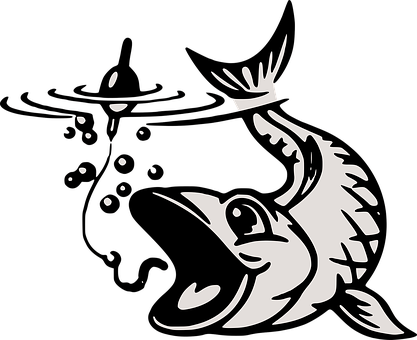 Bait Fish Fishing Hook Fish Fish Fish Fish - Clip Art Fish On Hook (417x340), Png Download