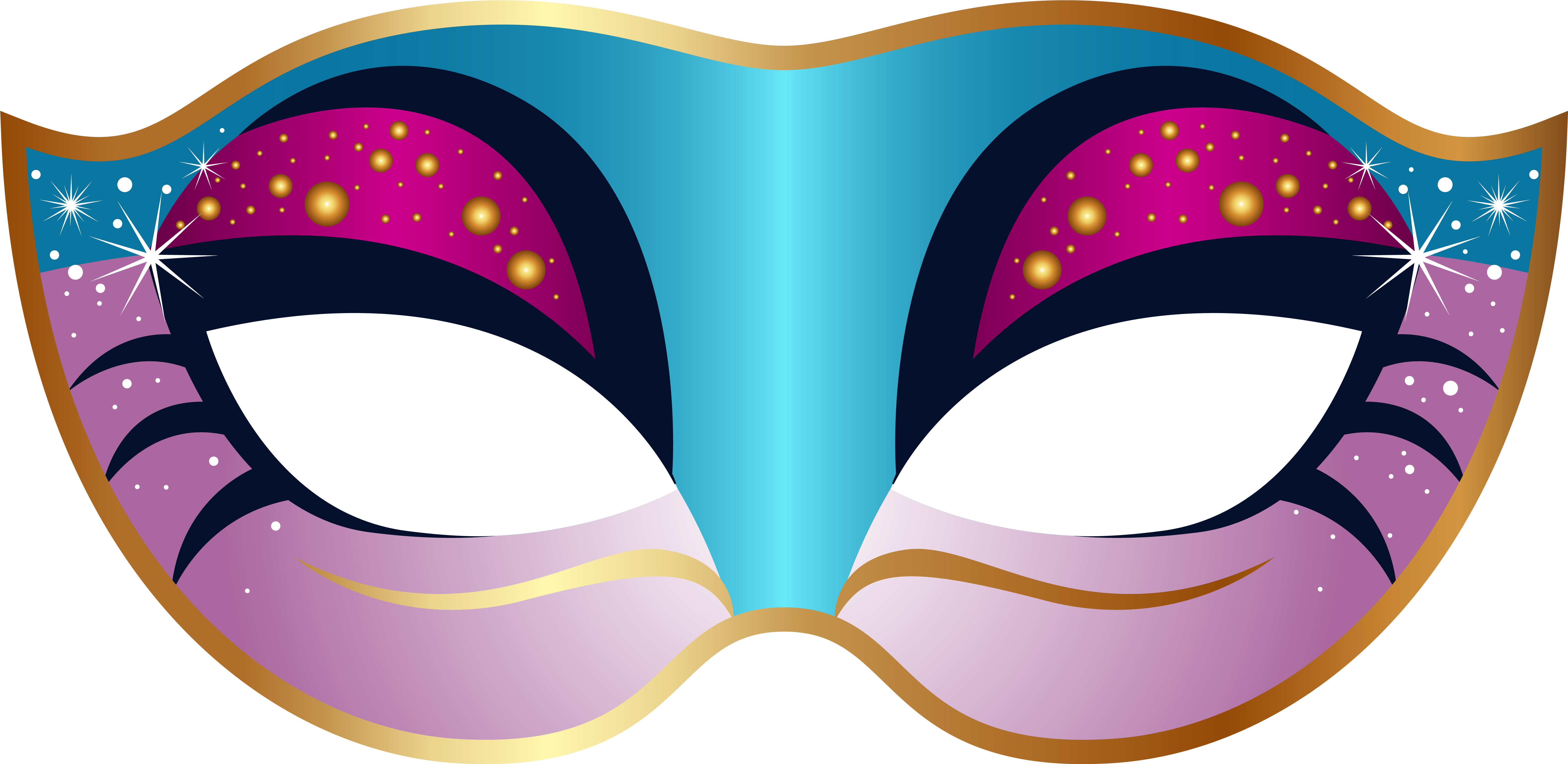 Blue And Pink Carnival Mask Png Clip Art Image - Mask Clipart (6230x3108), Png Download