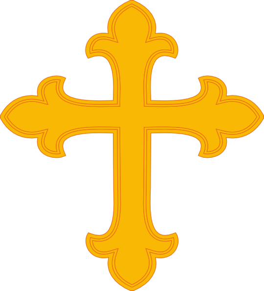 Gold Cross 1 Clip Art At Clker - Cross Gold Clipart (540x594), Png Download