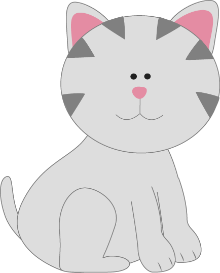 Gray Kitty Cat Clip Art - Gray Cat Clip Art (434x538), Png Download