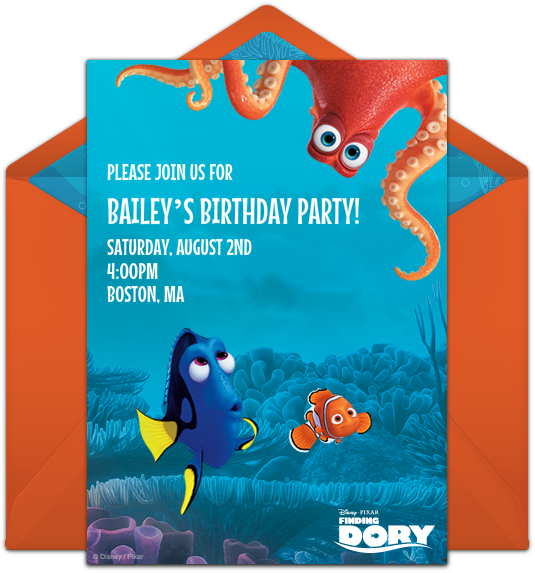 Finding Dory Friends Online Invitation - Finding Dory Birthday Invitation (650x650), Png Download