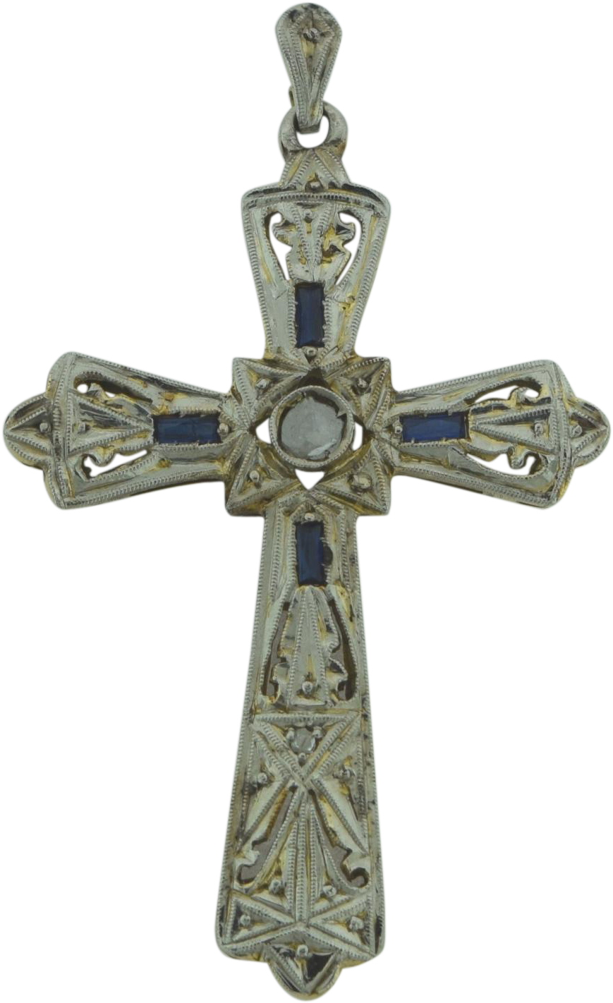 Beautiful Antique Platinum Diamond Sapphires 18k Gold (1421x1421), Png Download