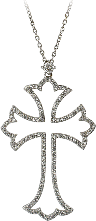 White Gold Cross With Diamonds - Rocket (1000x1000), Png Download
