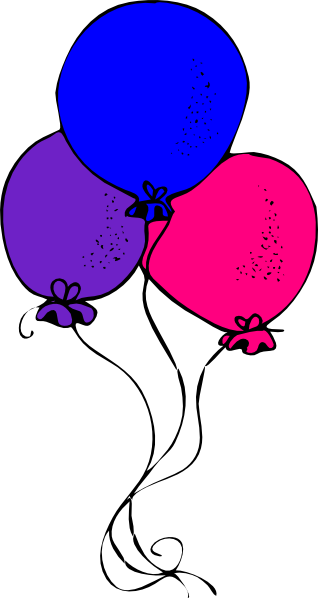 Pink Blue Purple Balloons Svg Clip Arts 318 X 598 Px (318x598), Png Download