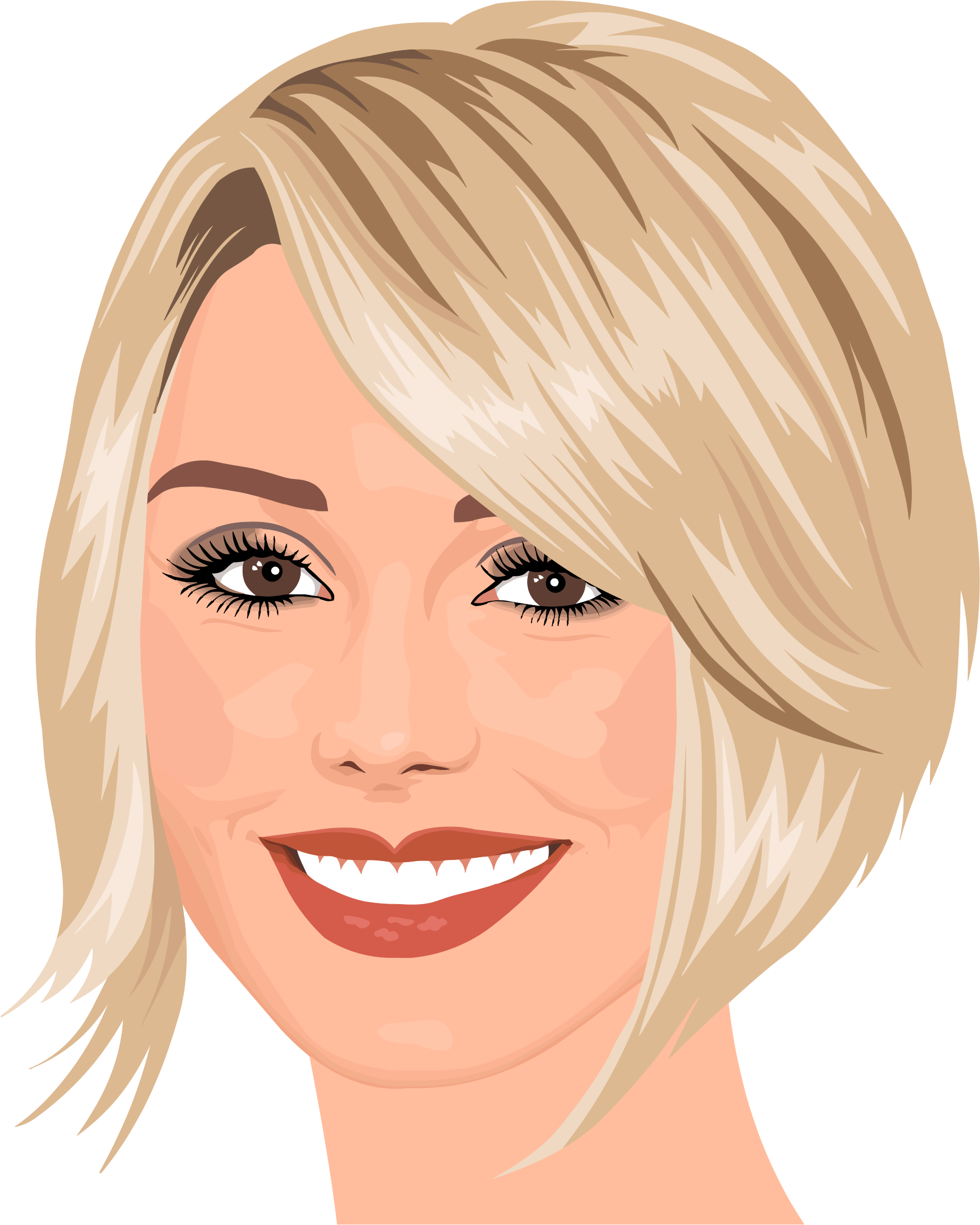 Big Image - Pretty Woman Face Cartoon (1842x2302), Png Download