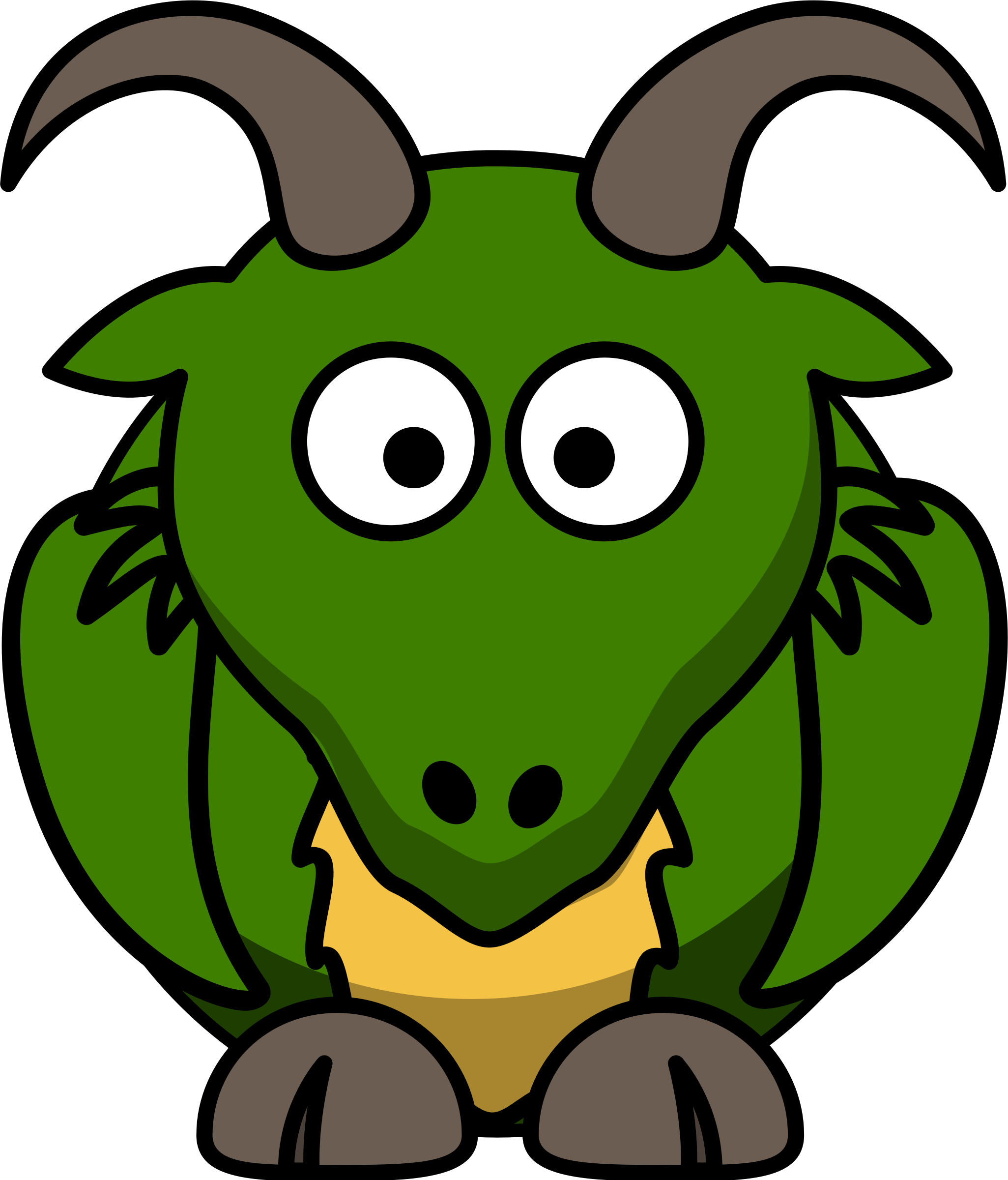 Chamois, Animal, Cute, Goat, Mammal, Green, Horn, Eyes - Cartoon Dragon Clip Art (546x640), Png Download