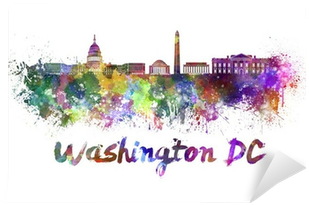 Washington Dc Skyline In Watercolor Wall Mural • Pixers® - Washington Dc Skyline Painting (400x400), Png Download
