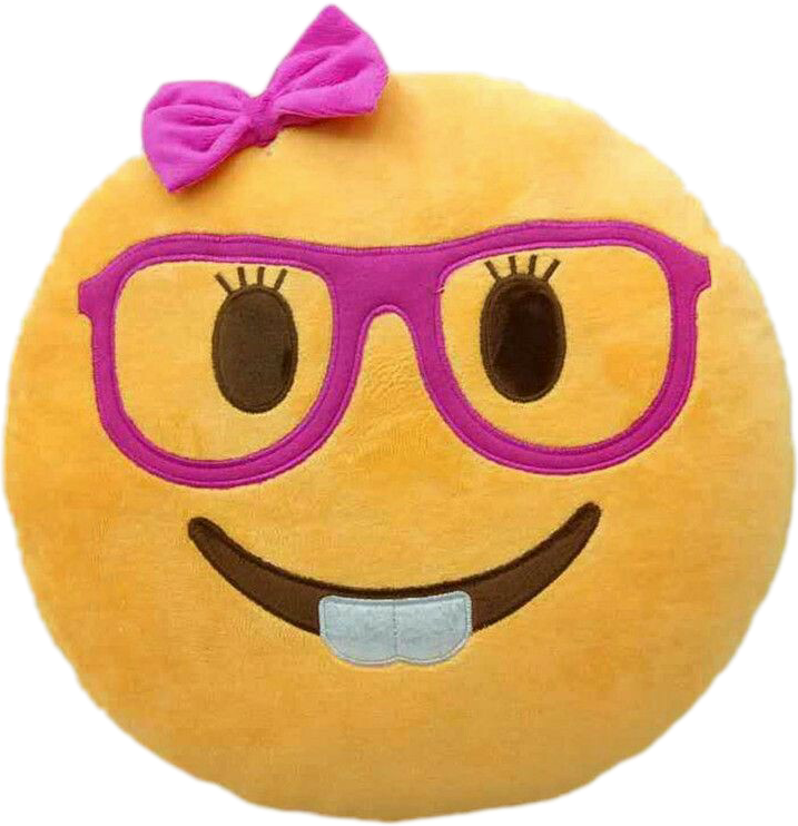 Emoji Smiley Laugh Face Lol Cute Funny Inlove Hearts - Emoji Pillow (717x742), Png Download