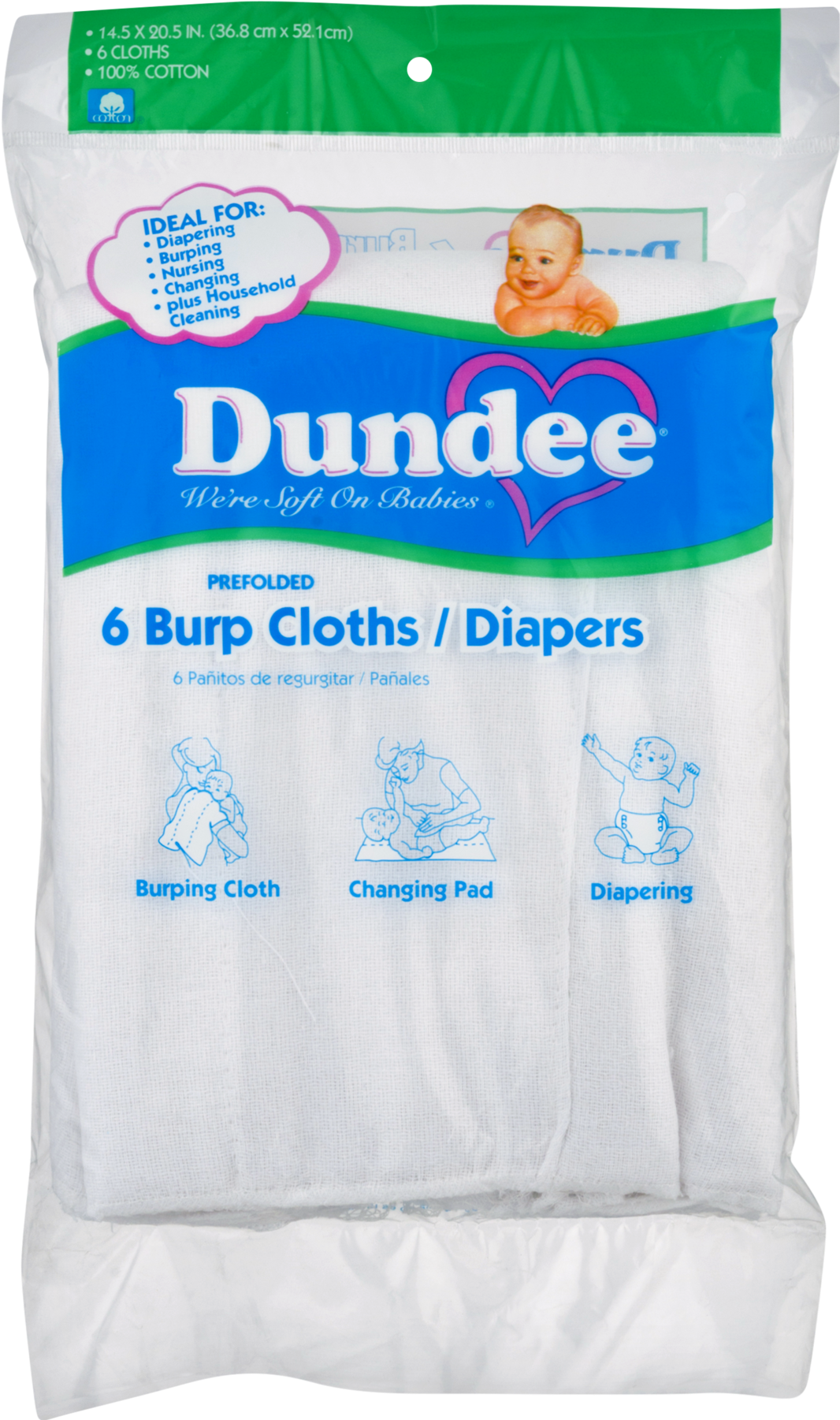 Crown Crafts Dundee Burp Cloths - White (1800x1800), Png Download