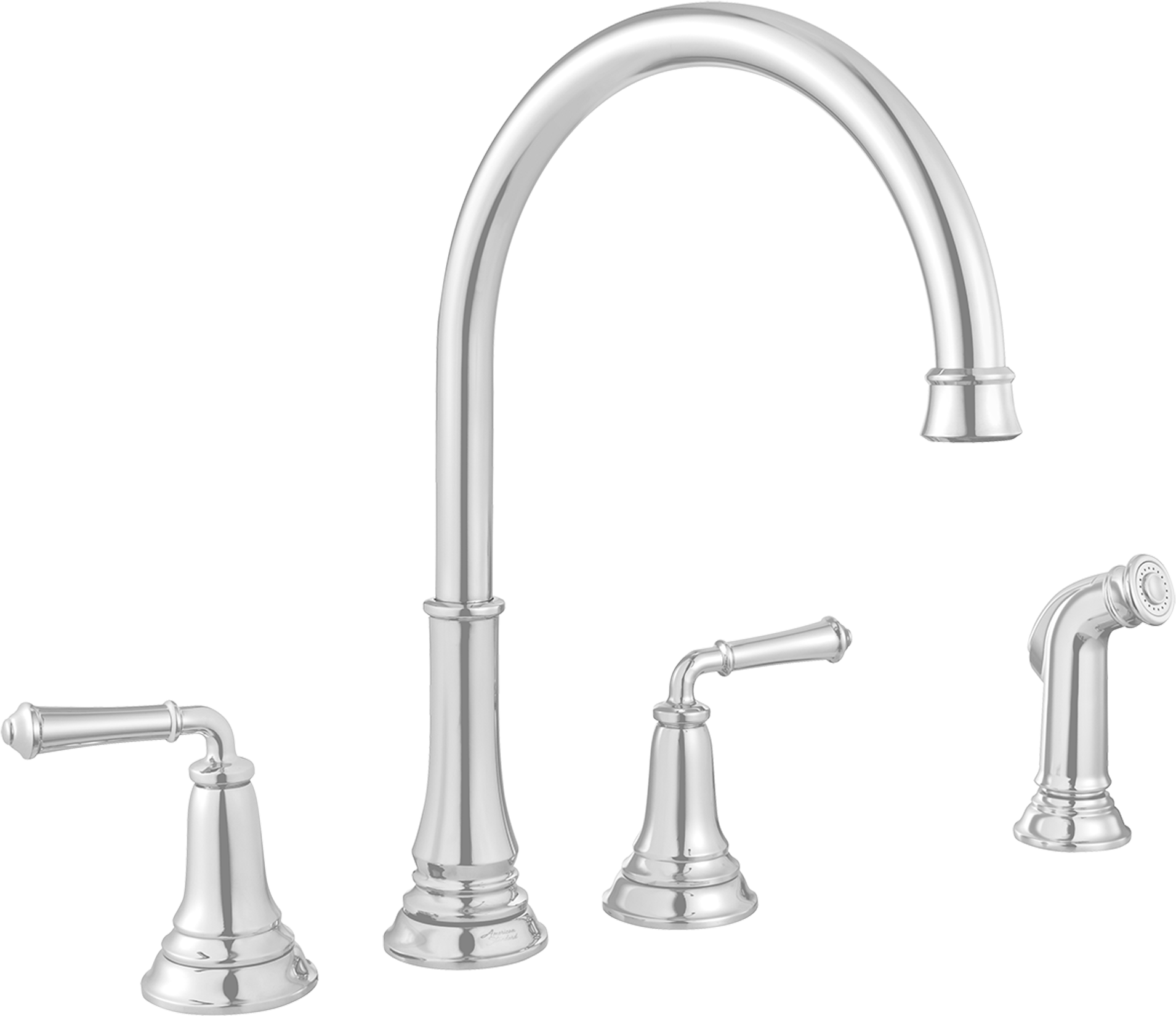 Delancy Widespread Kitchen Faucet In Polished Chrome - Widespread Kitchen Faucet (2000x2000), Png Download