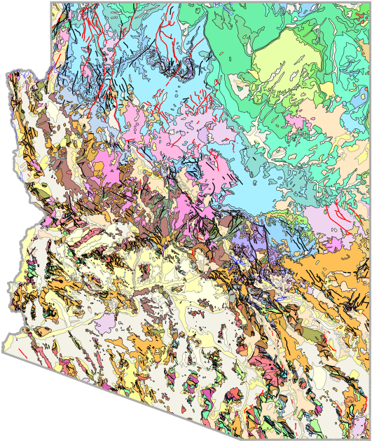 On These Maps Each Color Represents A Different Type - Arizona Geologic Survey Map (600x650), Png Download
