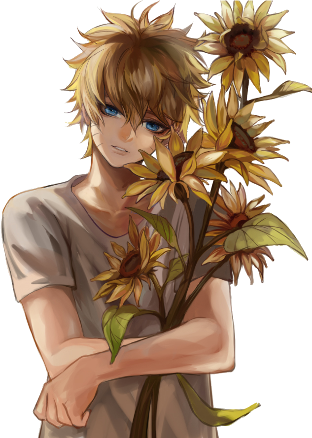 Naruto With Flower (681x888), Png Download