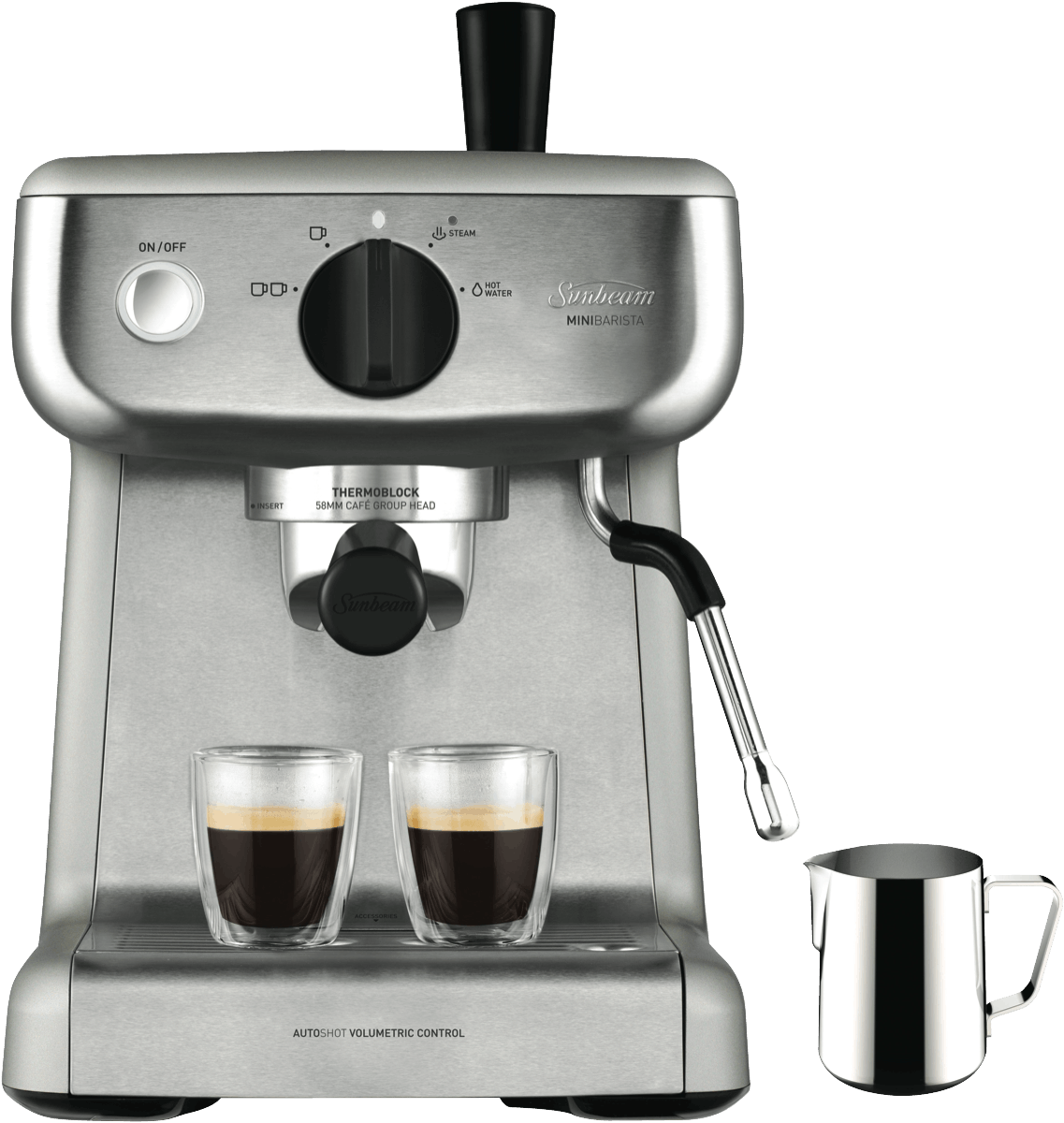 Stock Photo - Sunbeam Mini Barista Espresso Machine Em4300 (1137x1200), Png Download