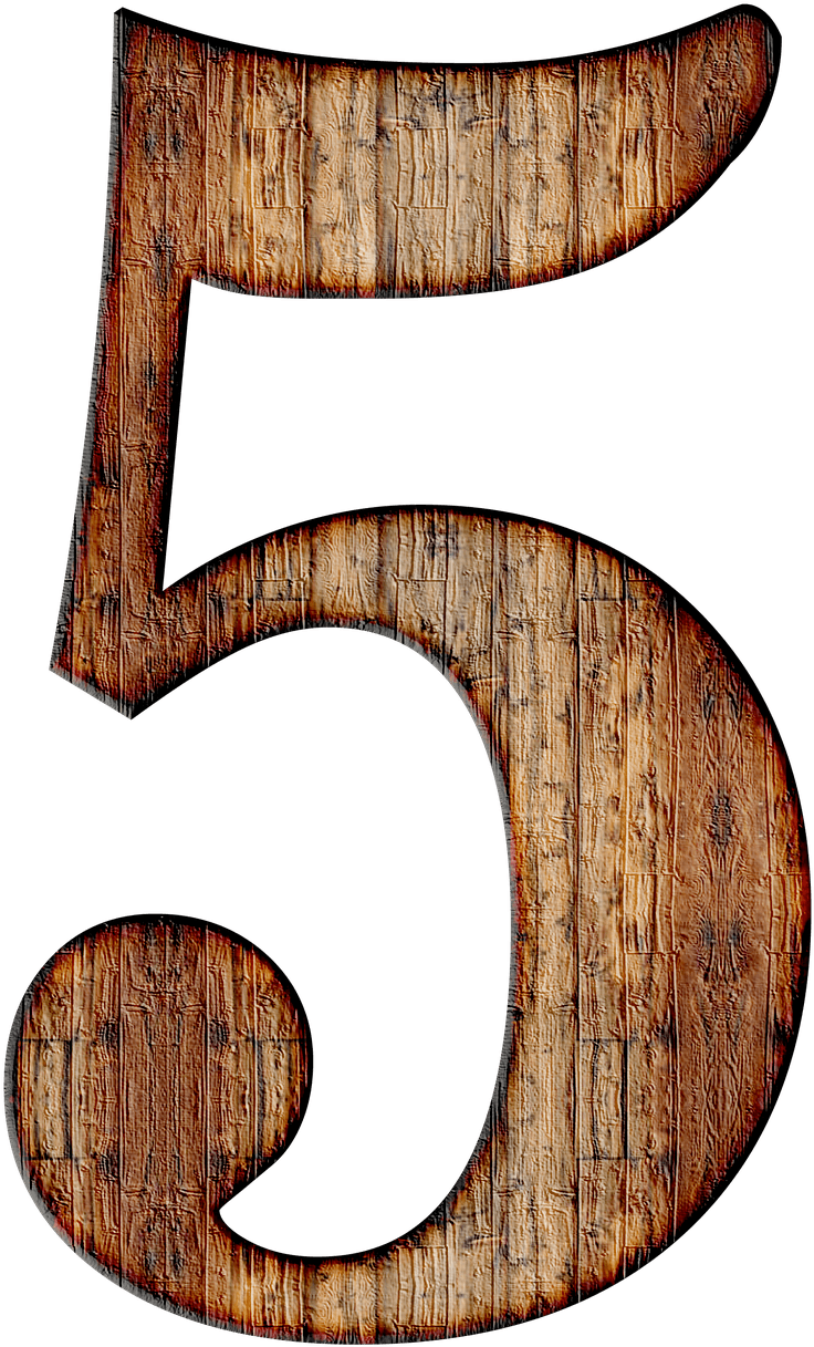 Descargar - Numero 5 En Madera (789x1280), Png Download