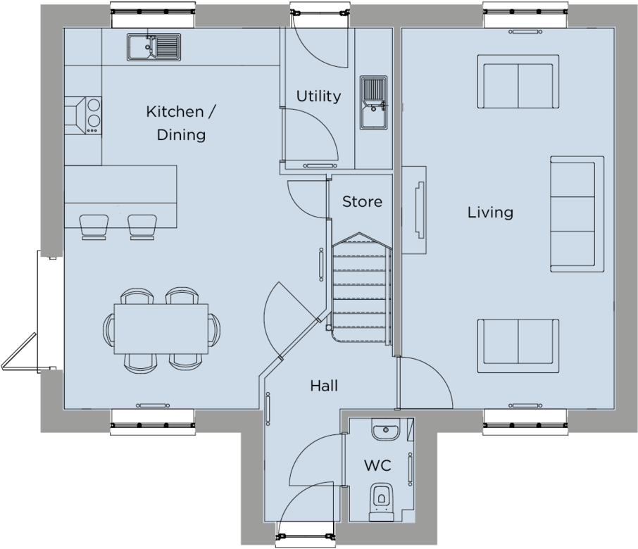 The Dickens The Woodlands 1st - Floor Plan (1000x1000), Png Download