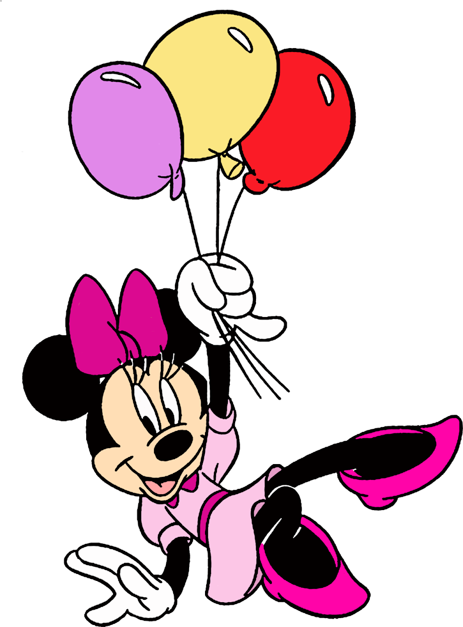 Download Hd Minnie Rosa Imagens Minnie Mouse Holding Balloons Transparent Png Image Nicepng Com
