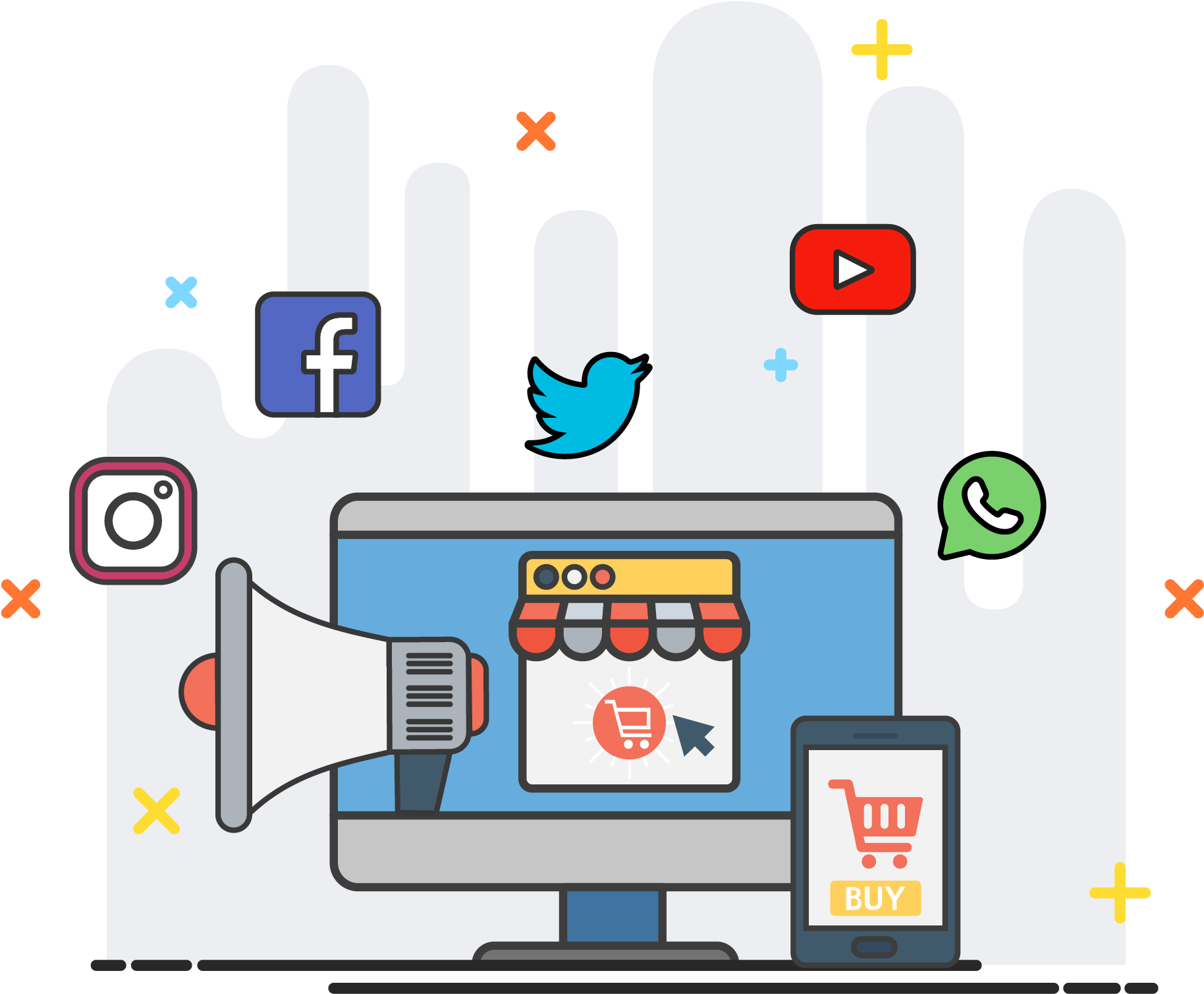 Social Media Advertising - Illustration (2362x2362), Png Download