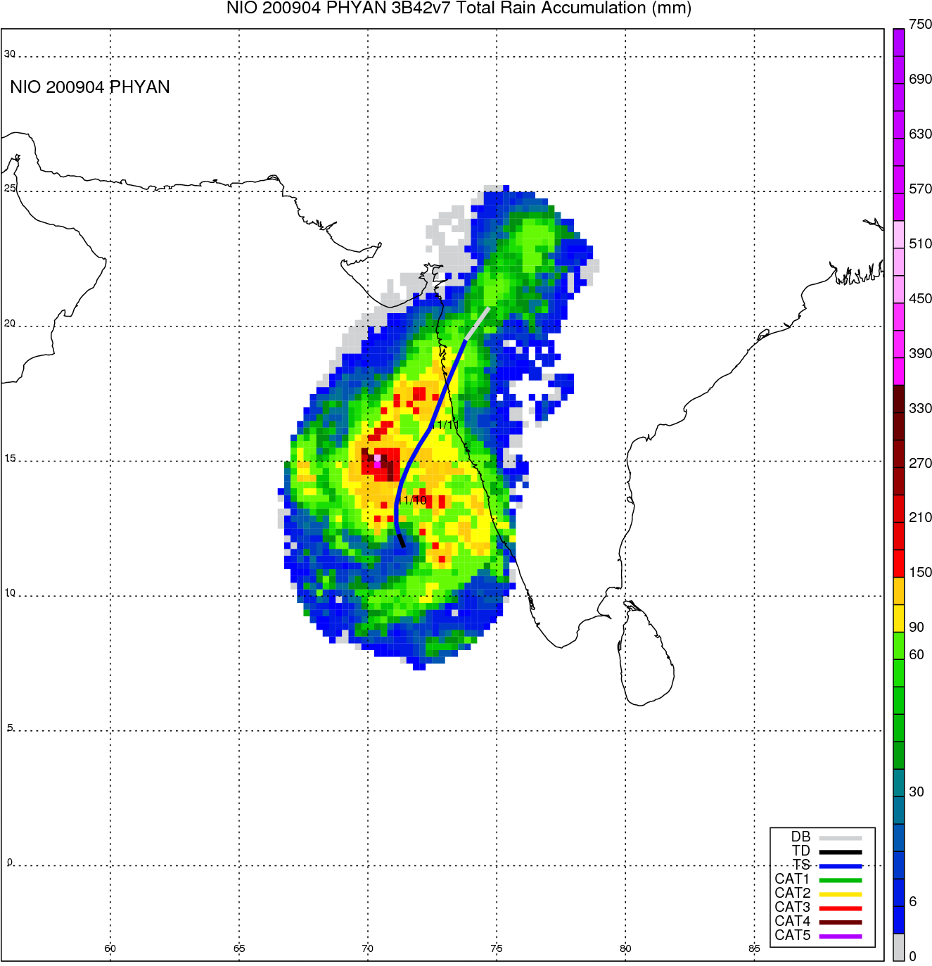 North Indian Ocean Total Storms - Map (1410x1425), Png Download