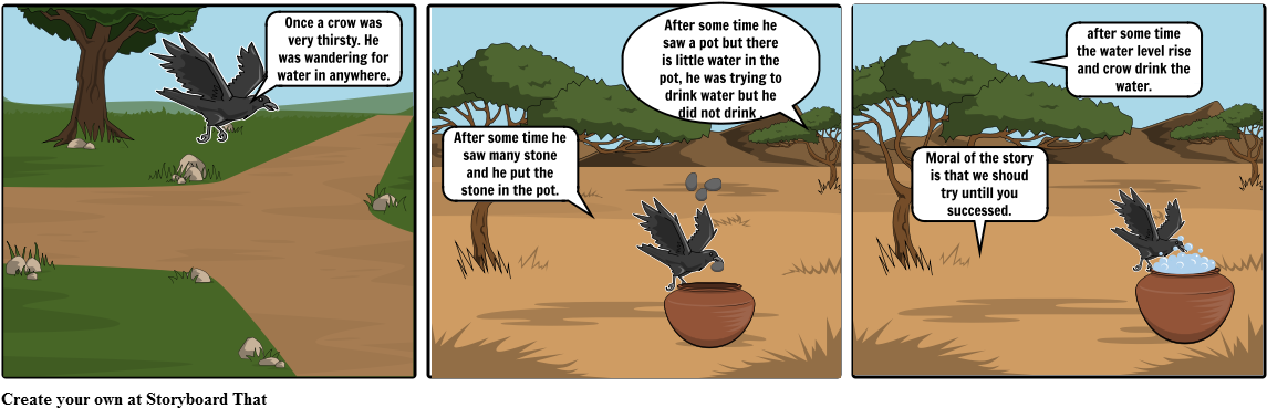 A Crow - Crow And Pot Story (1164x385), Png Download