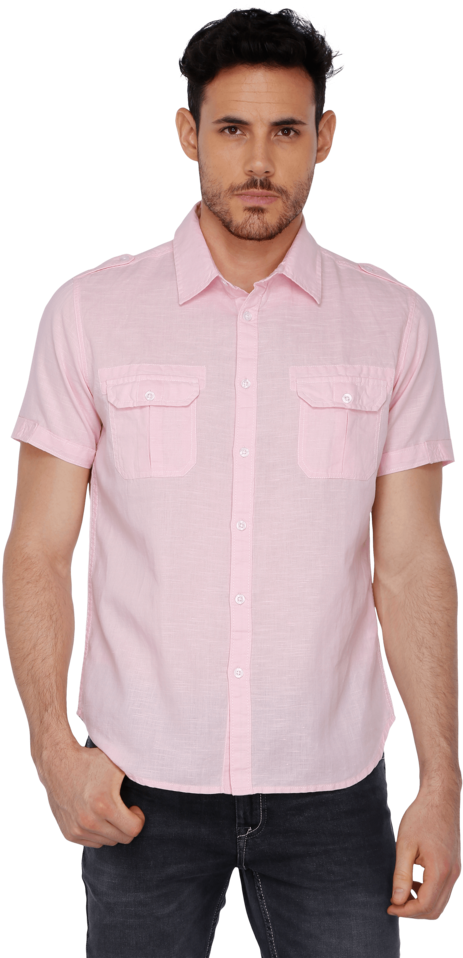 Mens Double Pocket Linen Shirt - Shirt (640x960), Png Download