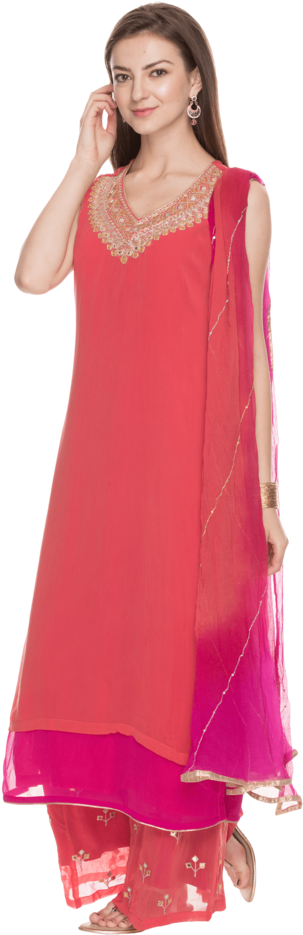 Women Solid Palazzo Suit - Gown (640x960), Png Download