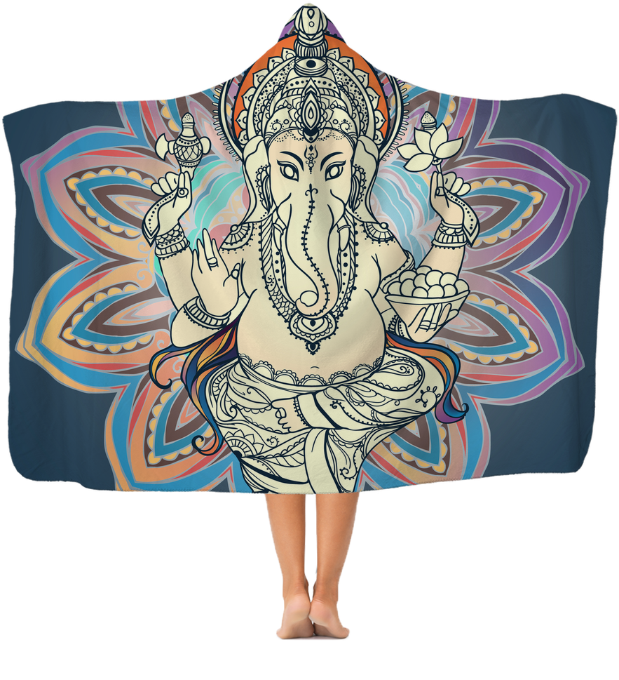 God Ganesha Premium Adult Hooded Blanket - Ganesha (1024x1024), Png Download