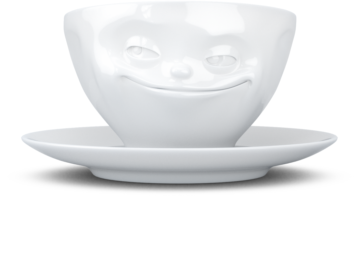 Tassen Grinning Coffee Cup & Saucer - Tasse Lecker (1400x1400), Png Download
