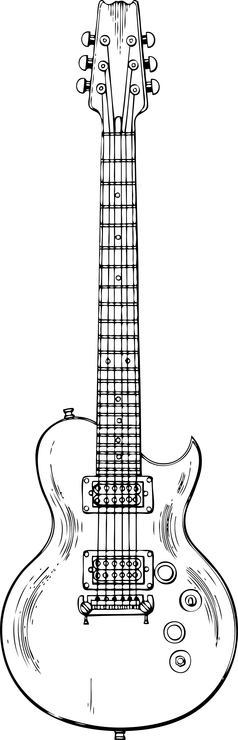 Electric Guitar Black White Line Art 999px 549 - Black And White Guitar Png (999x3099), Png Download