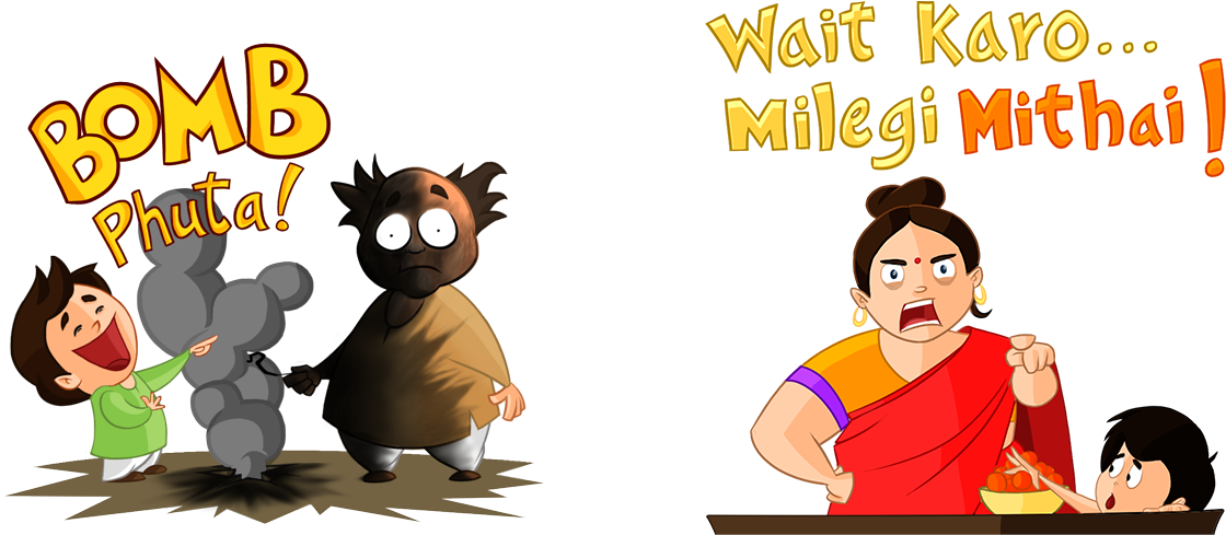 The Pack Went Live On Line Messenger During Deepavali, - Diwali Stickers For Whatsapp (1182x500), Png Download