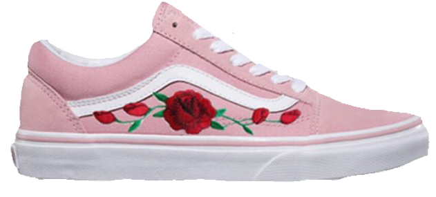 Pink Rose Vans Polyvore Moodboard Filler Shoes Sneakers - Pink Vans With Roses (736x576), Png Download