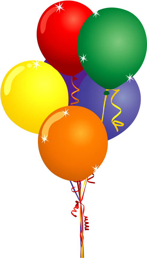 Hot Air Balloon Party Clip Art - Birthday Balloons Clipart (488x855), Png Download