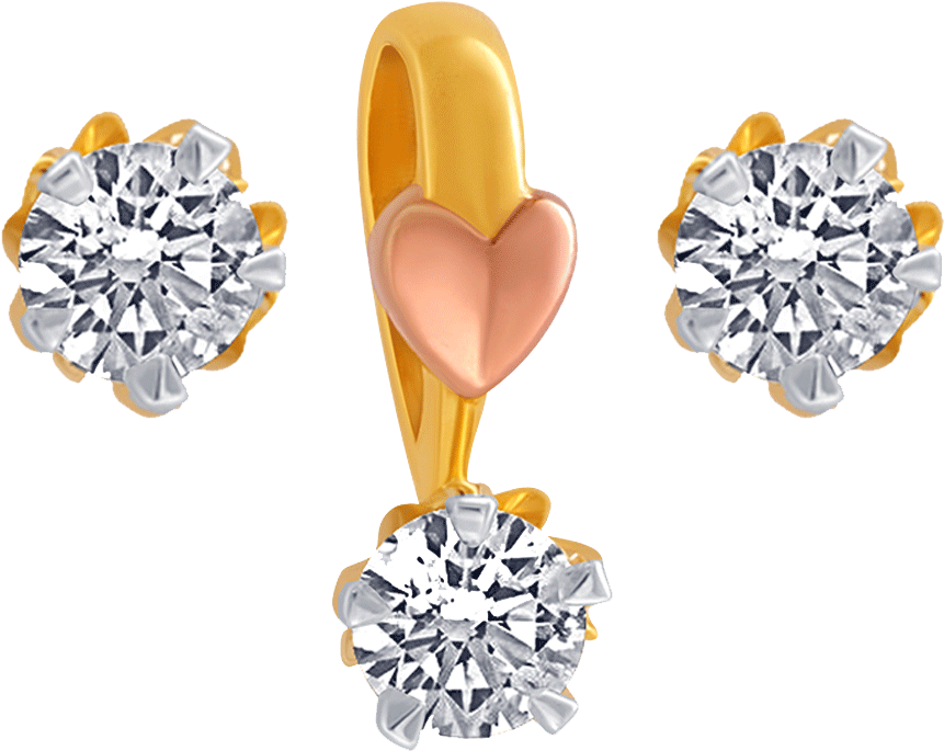 10kt Yellow Gold Pendant & Earring - Pc Chandra Jewellers Earring Collection With Price (1000x1000), Png Download