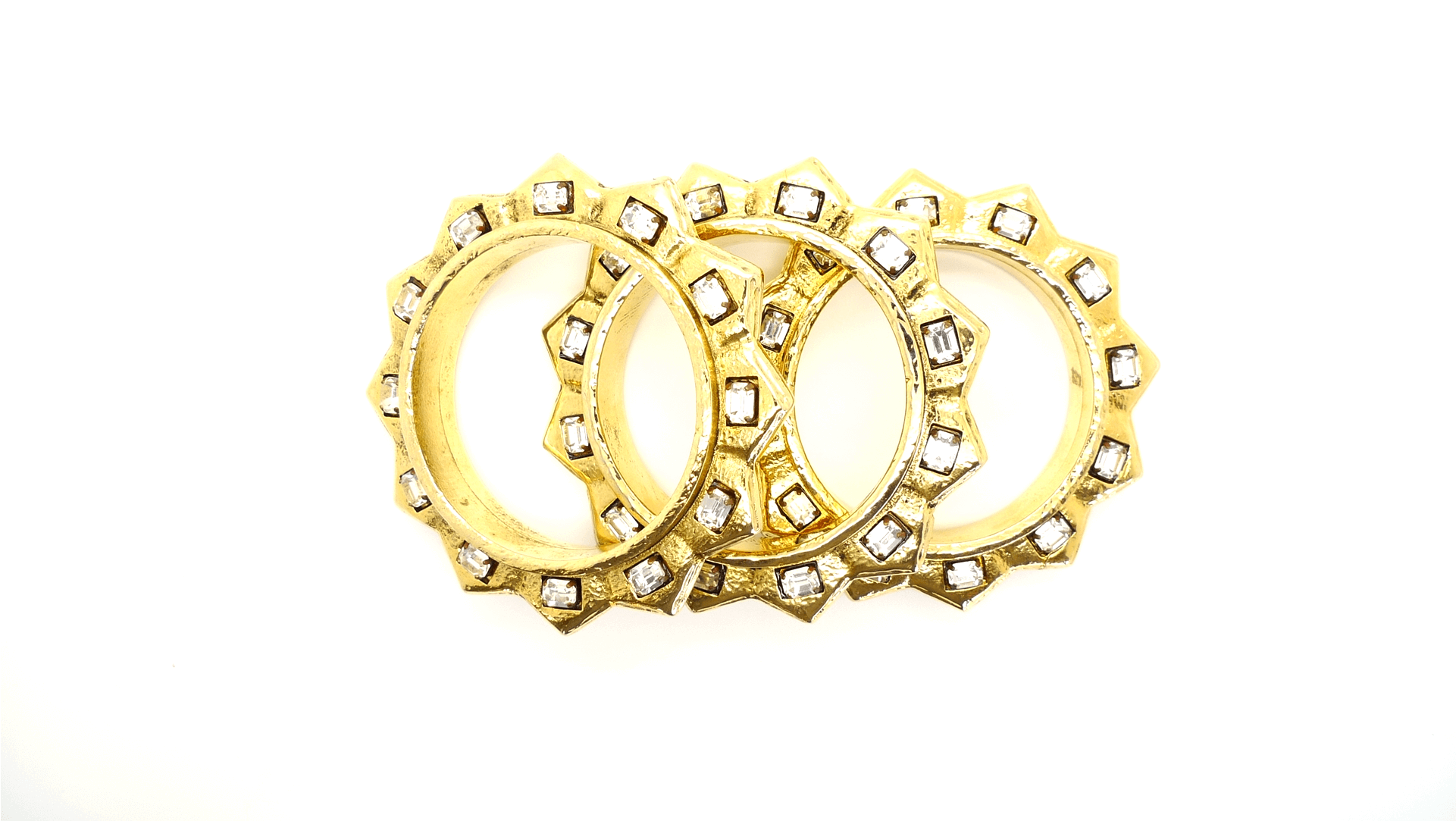 Scooter 1980s Crystal & Gold Tone Spike Vintage Bangles - Circle (1920x1920), Png Download