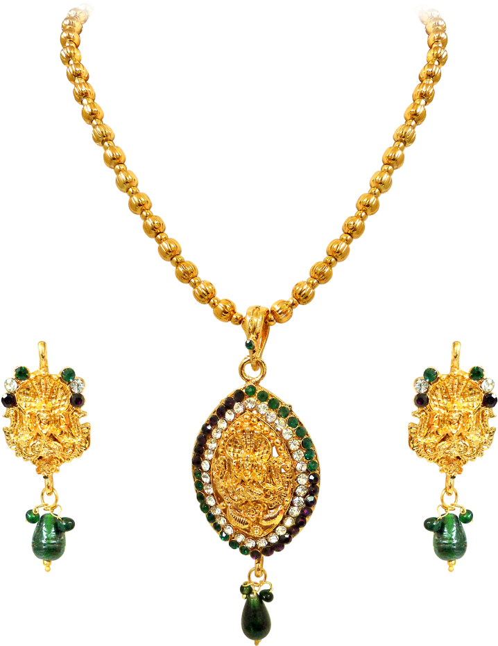 Narayani-pear Shape Green&white Kundan Polki Goddess - Pendant Design In Gold (1000x1000), Png Download