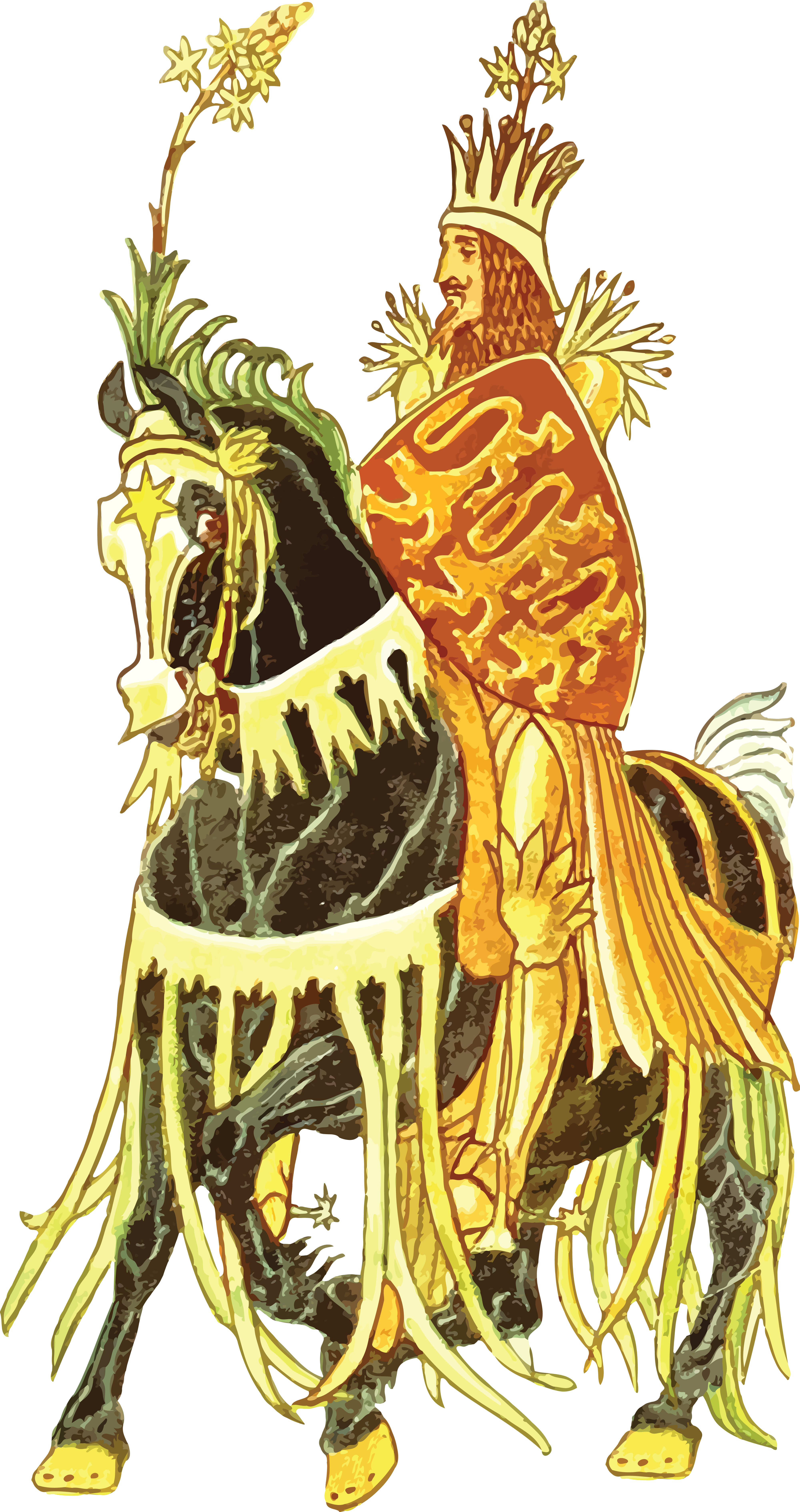 Free Of A Horseback Floral King - King On Horse Cartoon (4000x7555), Png Download