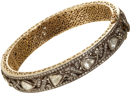 Diamond Vine Bangle Fancy Jewellery, Diamond Bracelets, - Bangle (450x750), Png Download