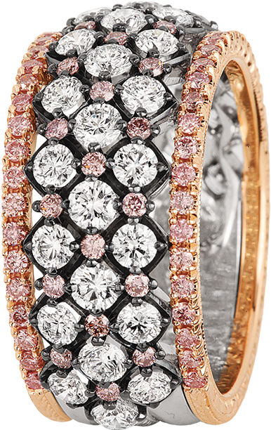 Kpbd 772-2 Platinum And Rose Gold Band - Engagement Ring (700x700), Png Download