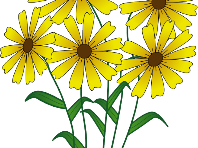 Wildflower Clipart Flower Boquet - Simple Drawn Flower Outlines (640x480), Png Download