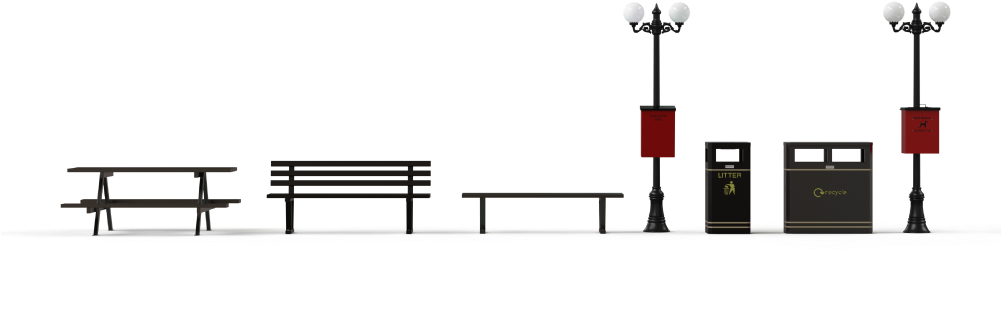 Waste Bins And Park Furniture - Urban Furniture Png (1000x400), Png Download