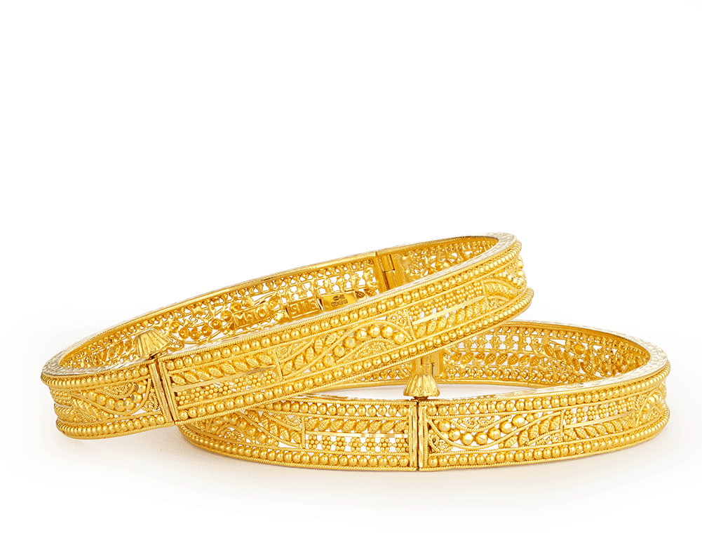21294 22ct Gold Jali Bangles - Bracelet (1000x1000), Png Download